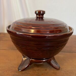 Vintage 3 Piece Mar-crest Daisy and Dot Candleflame Casserole Dish w/Base (3867)